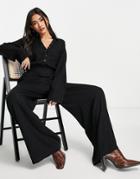 Asos Design Button Through Shirt Jumpsuit In Black