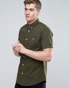 Jack & Jones Originals Short Sleeve Shirt In Slim Fit With Button Down Collar - Green