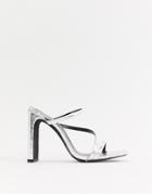 New Look Square Toe Mule In Silver - Silver