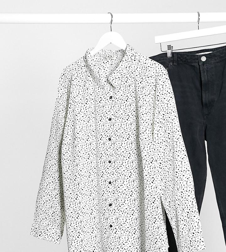 Brave Soul Plus Shirt In Geo Print-white