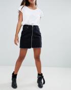 Abercrombie & Fitch Zip Thru Denim Mini Skirt-black