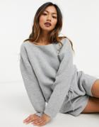 Vero Moda Premium Ribbed Lounge Shorts Set In Gray-grey