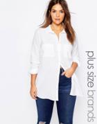 New Look Plus Linen 2 Pocket Shirt - White