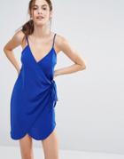Missguided Wrap Front Cami Dress - Blue