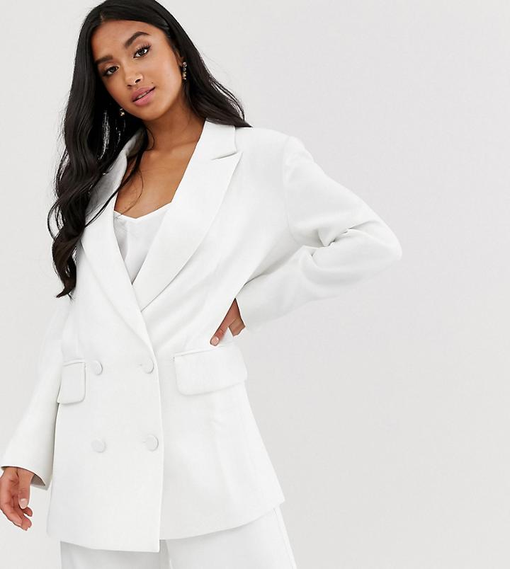 Asos Edition Petite Double Breasted Wedding Jacket-white