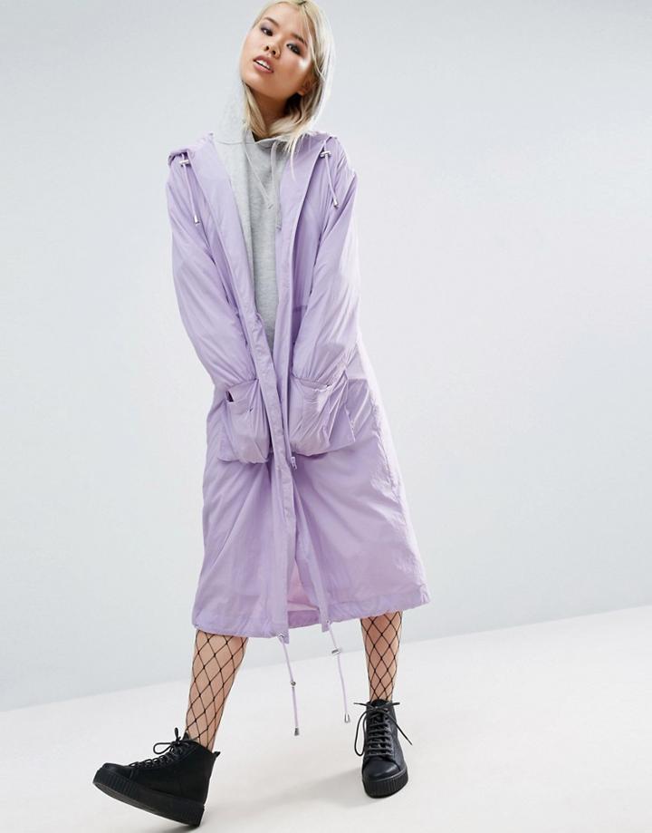 Asos Rainwear Parka With Airtex Lining - Purple