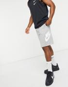 Nike Alumni Logo Shorts In Gray-grey