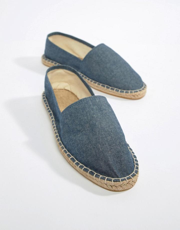 Asos Design Espadrilles In Blue Chambray - Blue