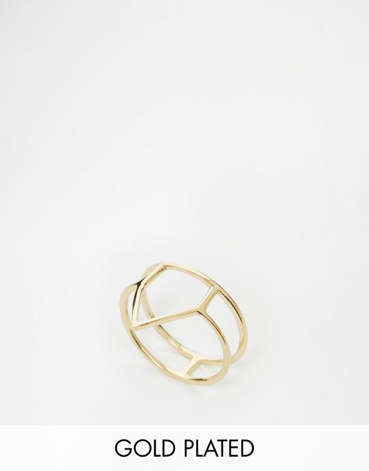 Asos Gold Plated Sterling Silver Cut Out Triangle Ring - Gold