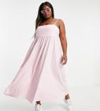 Asos Design Curve Cami Midi Dress With Square Neck In Bubblegum Pink