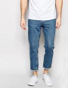 New Look Slim Fit Tapered Jeans In Stonewash Blue - Blue