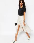 Asos Soft Wrap Midi Skirt With Splices - Mink