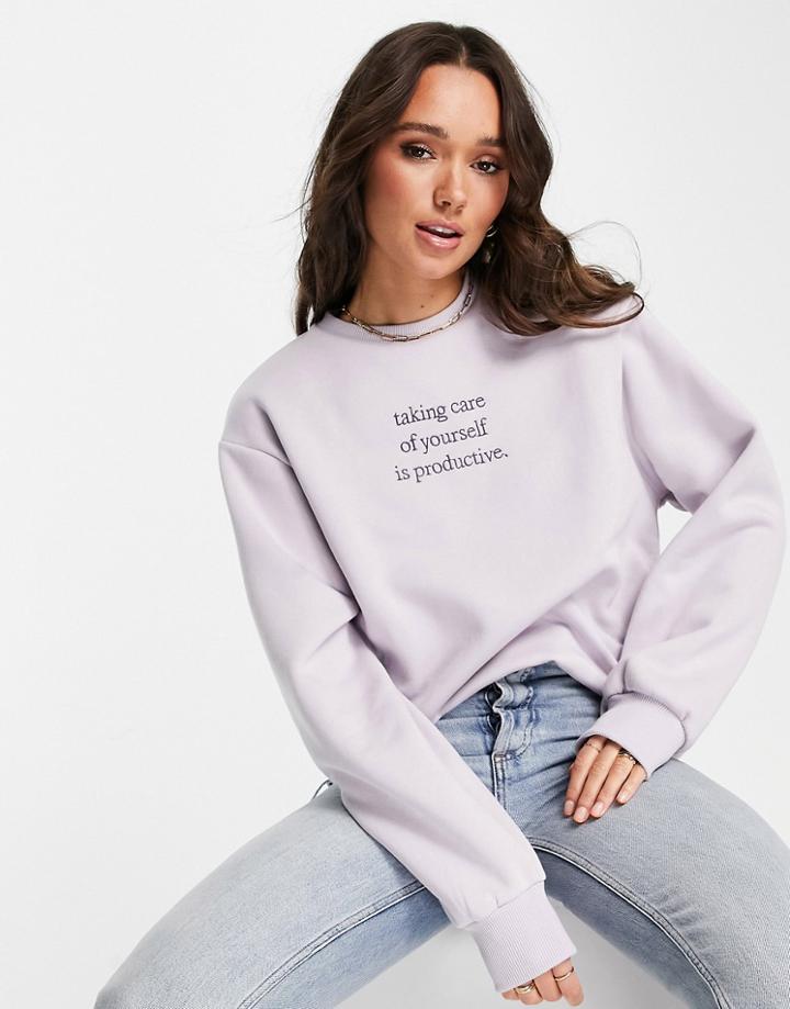 Na-kd X Lisa Marie Schiffner Slogan Oversized Sweatshirt In Lilac-purple