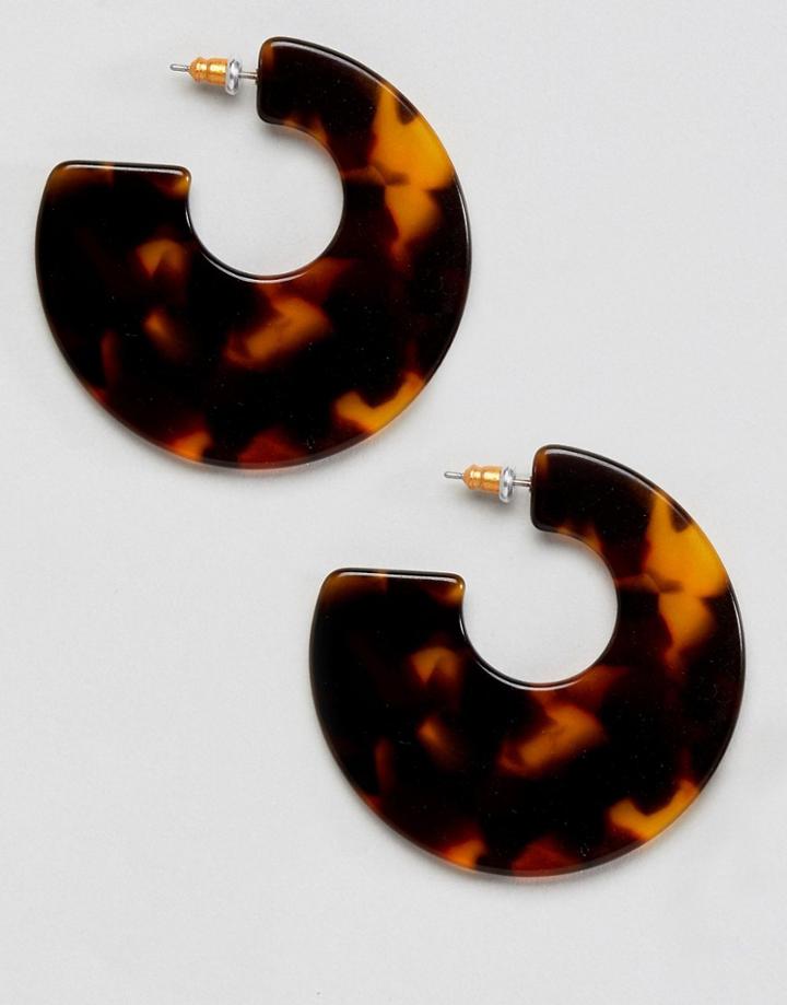 Asos Design Tortoiseshell Disc Hoop Earrings - Multi