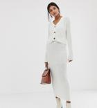 Asos Design Tall Two-piece V Neck Crop Chunky Cardigan In Eco Yarn - White