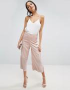 Asos Occasion Wide Leg Pants With Pleated Plisse Hem - Pink