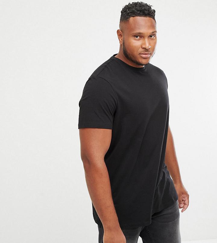 New Look Plus Longline T-shirt In Black - Black