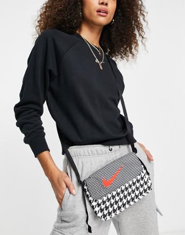 Nike Futura 365 Dogtooth Print Crossbody Bag In Black/white