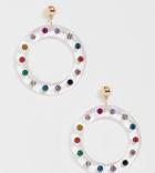 Aldo Kedynia Clear Resin Hoop Earrings With Multi Color Stones - Multi