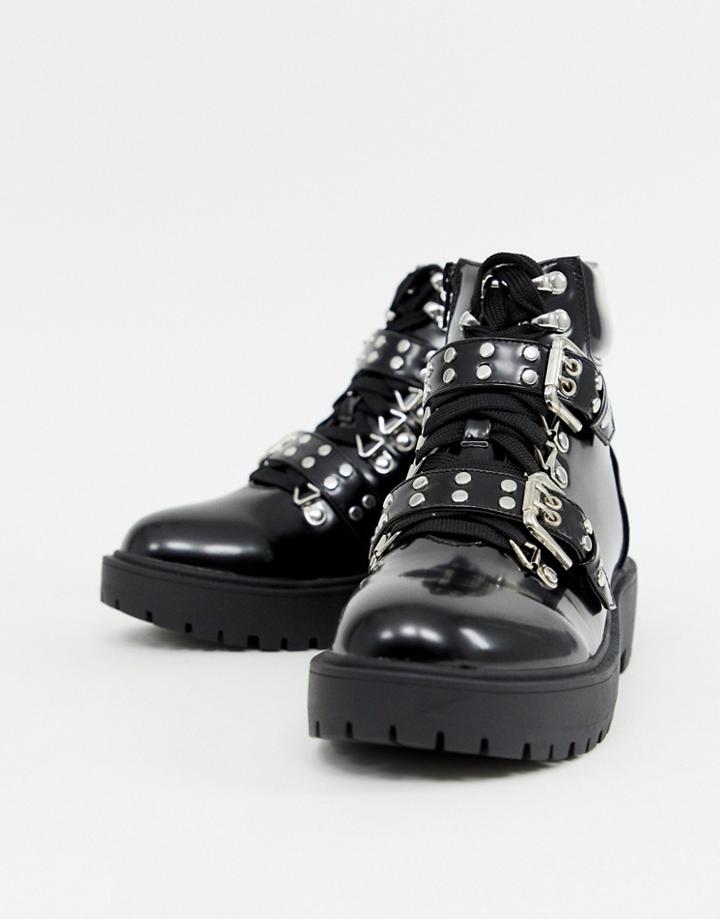 Truffle Collection Chunky Ankle Boots - Black