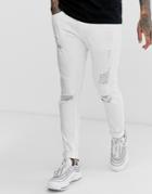 Apt Destroyer Ripped Jeans In White Super Skinny Fit - White