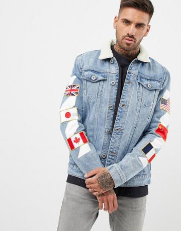 Kings Will Dream Denim Jacket With Badges - Blue