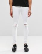 Dr Denim Dixy Extreme Super Skinny Jeans White Ripped Knees - White Ripped