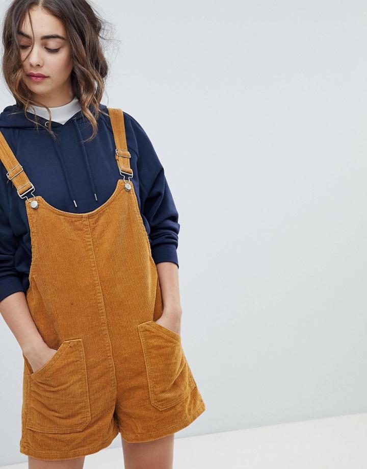 Pull & Bear Cord Romper - Brown