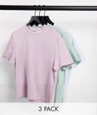 Asos Design 3 Pack T-shirt In Multi