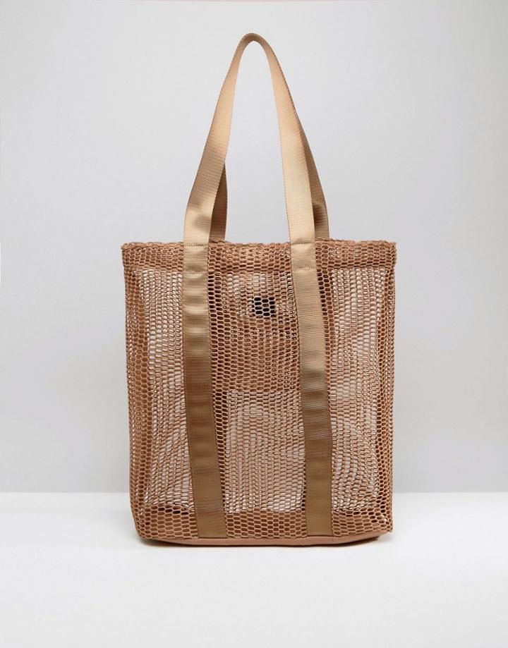 Asos Lifestyle Mesh And Webbing Shopper Bag - Brown