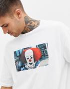 Bershka Halloween T-shirt In White With It Chest Print - White