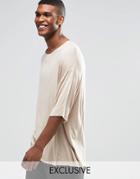 Reclaimed Vintage Oversized Drapey T-shirt - Stone