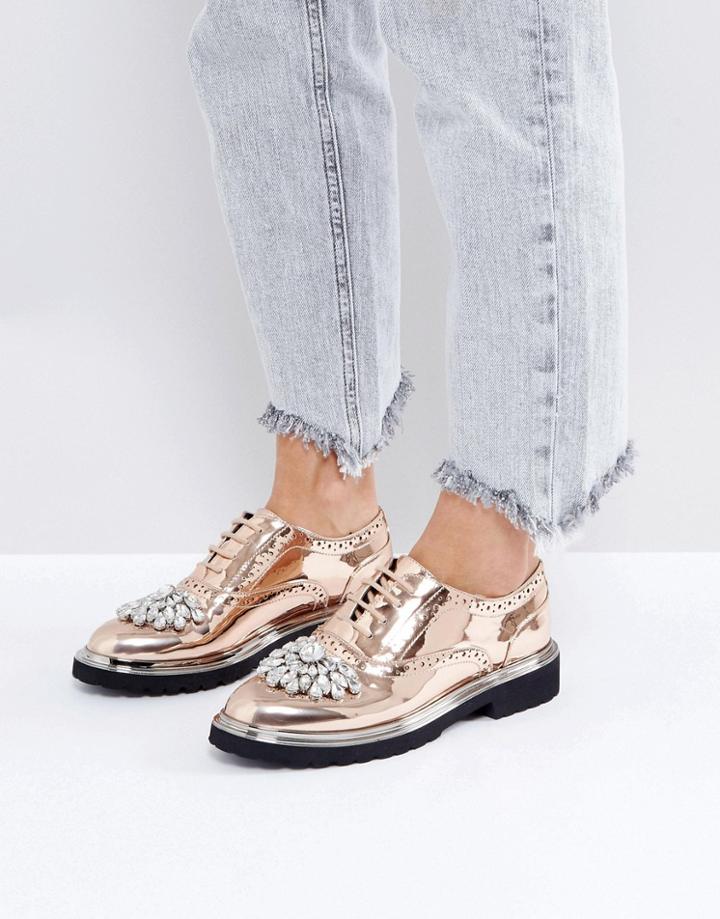 Asos Major Embellished Brogues - Gold