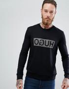 Hugo Crew Neck Reverse Stud Logo In Black - Black