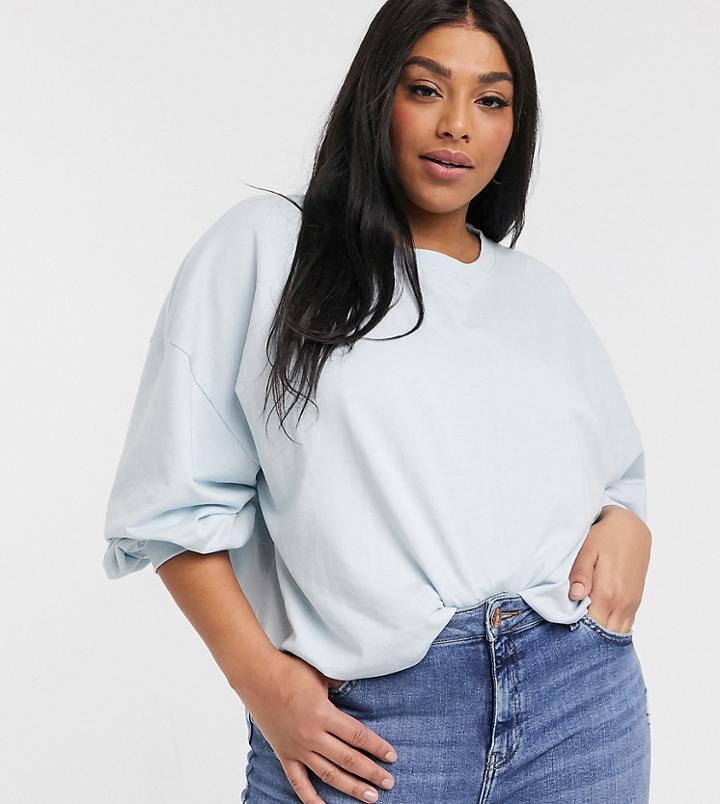 Urban Bliss Plus Balloon Sleeve Sweater In Blue-blues