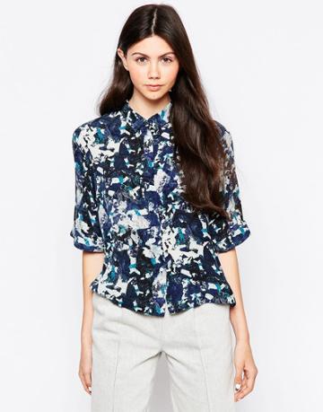 By Zoe Silk Printed Blouse - Print Bleu