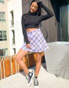 Asos Design Flippy Skirt In Purple Check-multi