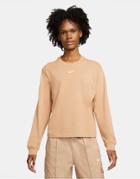 Nike Essentials Lbr Boxy Long Sleeve T-shirt In Sand-neutral