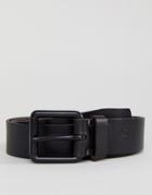 Timberland Quad Stitch Tip Leather Belt Small Logo In Black - Black