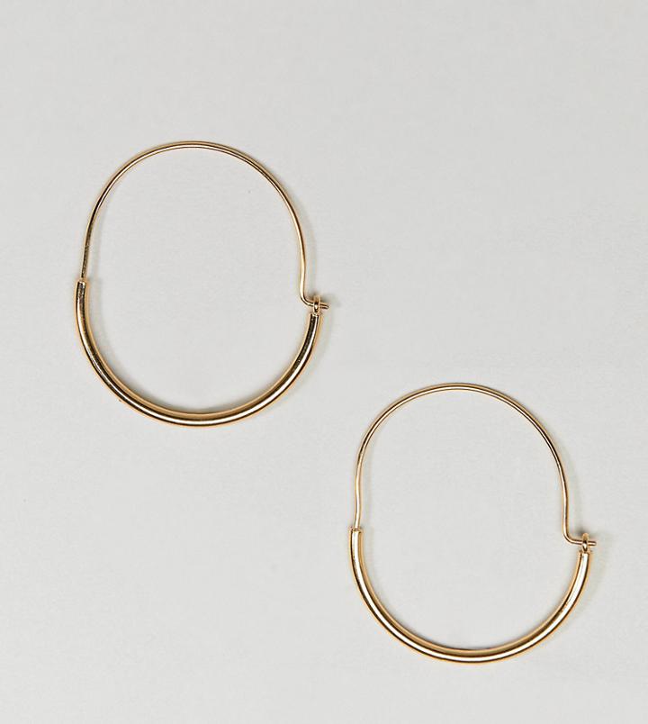 Asos Gold Plated Sterling Silver Sleek Tube Hoop Earrings - Gold