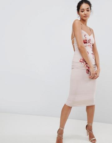 Hope & Ivy Embroidered Cami Dress - Cream