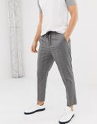 New Look Slim Fit Smart Joggers In Black Check - Black