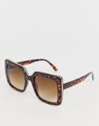 Aj Morgan Oversized Square Sunglasses In Tort-brown