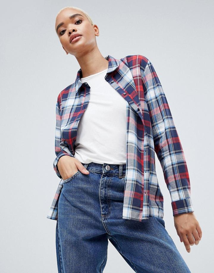 Noisy May Erik Oversized Check Shirt - Multi