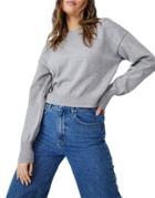 Cotton: On Ribbed Knitted Sweater In Gray-grey