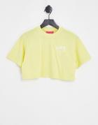 Jjxx Super Cropped Slogan T-shirt In Yellow