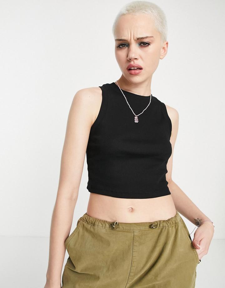 Weekday Cropped Tank Top In Black