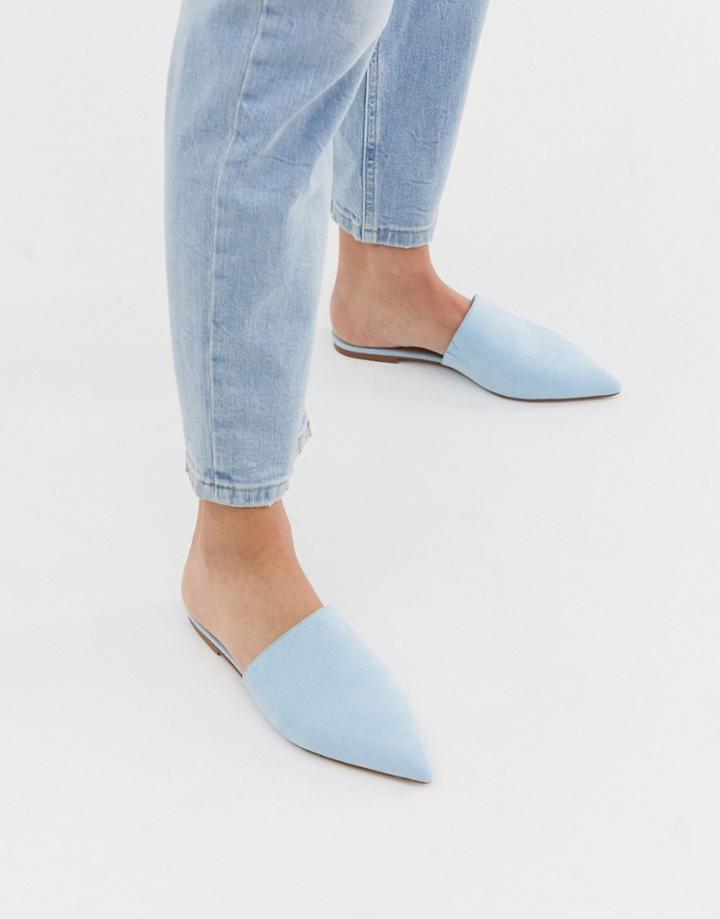 Asos Design Lorne Pointed Mules In Blue - Blue