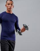 Asos 4505 Muscle Long Sleeve T-shirt With Quick Dry In Navy - Navy