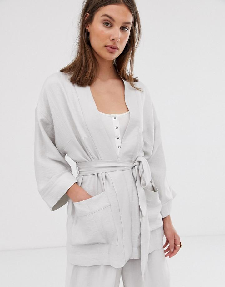Weekday Tie Belt Kimono In Light Beige - Beige